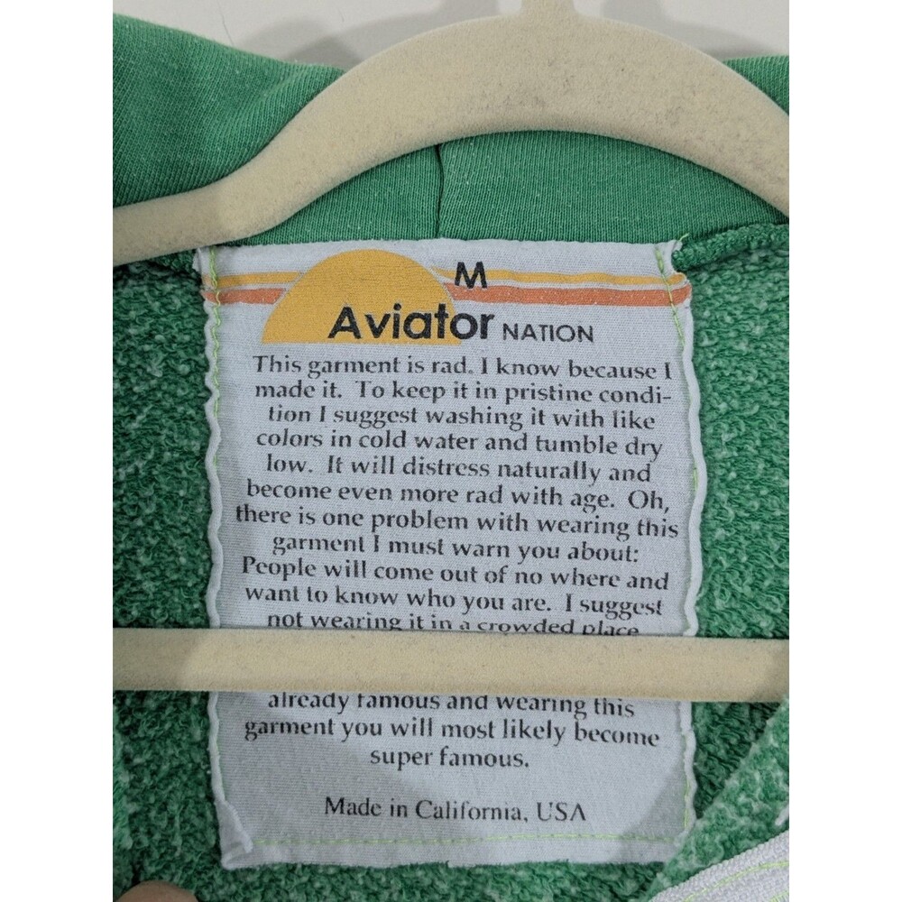 Aviator Nation 4 Stripe Zip Up Hoodie Kelly Green Sz M * Fits Like S Distressed - Picture 2 of 14